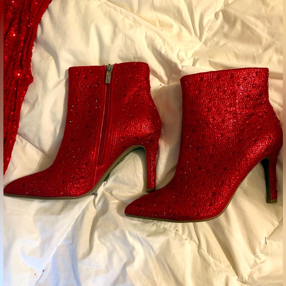 Bedazzled Heeled Ankle Boots (Sugar) NEW